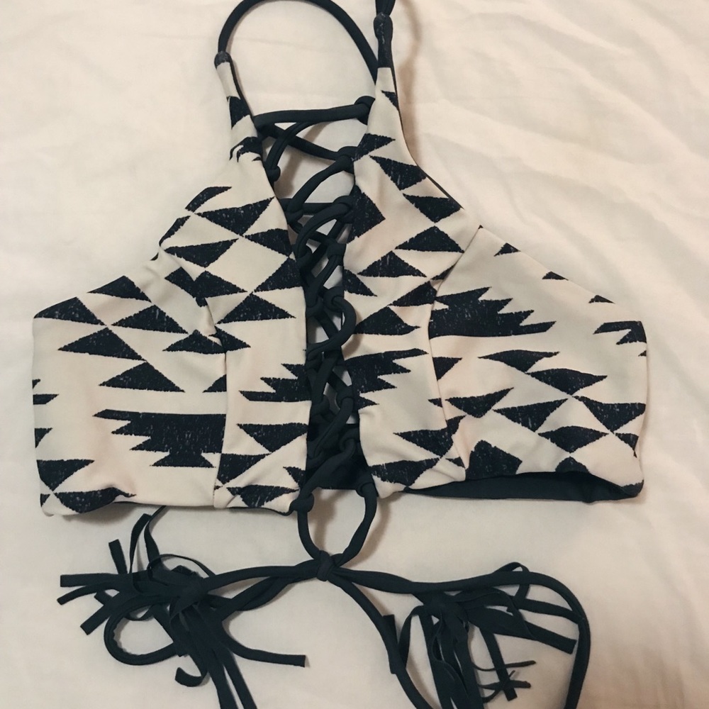 Swim suit high neck reversible cross back!!